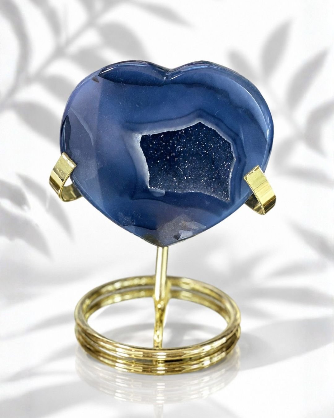 Corazón de Ágata de Encaje Azul