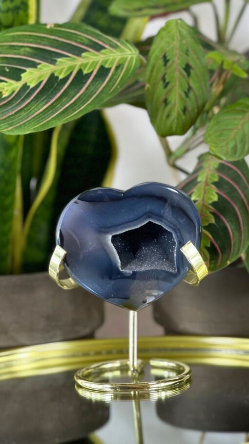 Corazón de Ágata de Encaje Azul