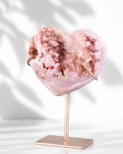 Corazón de Amatista Rosa Druzy en Stand
