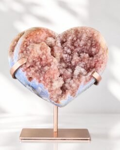 Corazón de Amatista Rosa Druzy en Stand