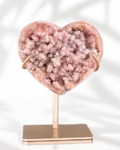Corazón de Amatista Rosa Druzy en Stand