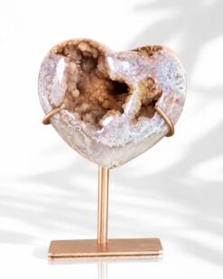 Corazón de Amatista Rosa Druzy en Stand