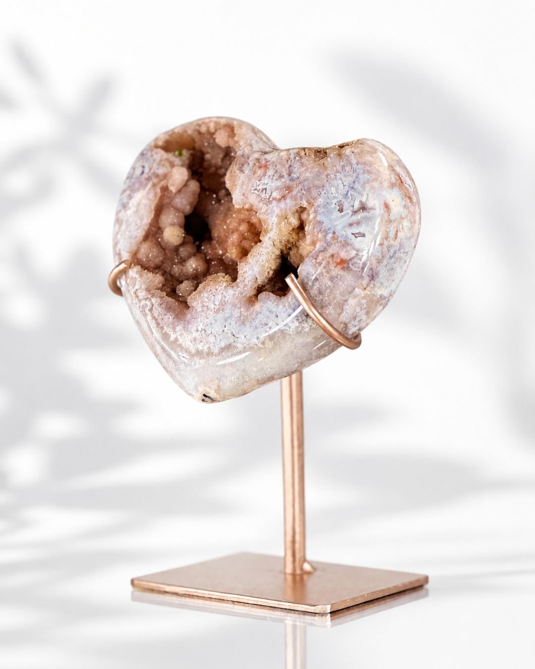 Corazón de Amatista Rosa Druzy en Stand - Imagen 2