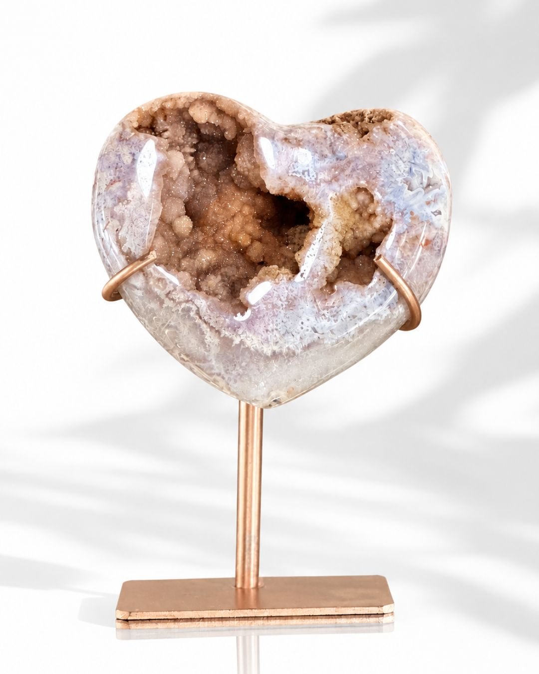 Corazón de Amatista Rosa Druzy en Stand