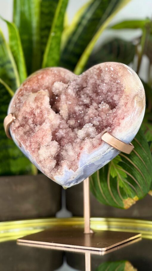 Corazón de Amatista Rosa Druzy en Stand - Imagen 2