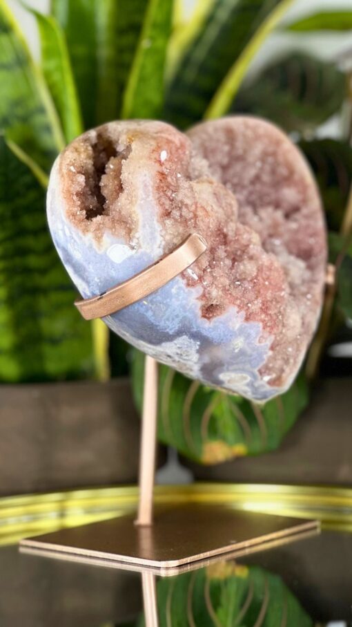 Corazón de Amatista Rosa Druzy en Stand - Imagen 3