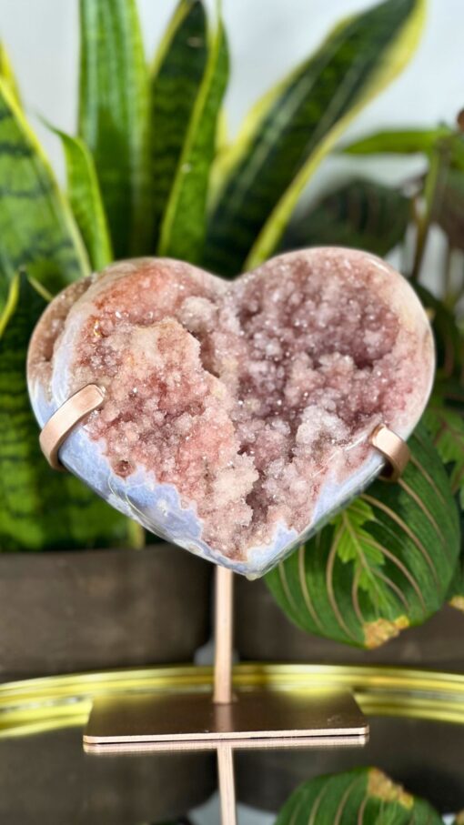 Corazón de Amatista Rosa con Druzy