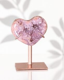 Corazón de Amatista Rosa en Stand