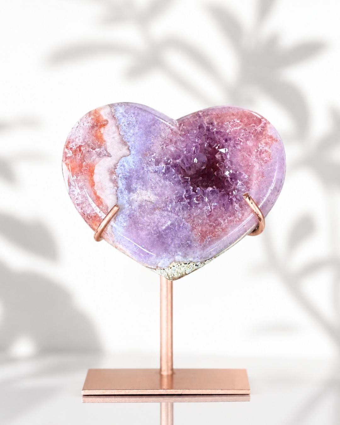 Amatista Rosa en Forma de Corazón
