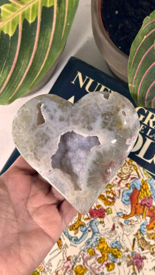 Corazón de Ágata con cavidad de Amatista Rosa - Imagen 2