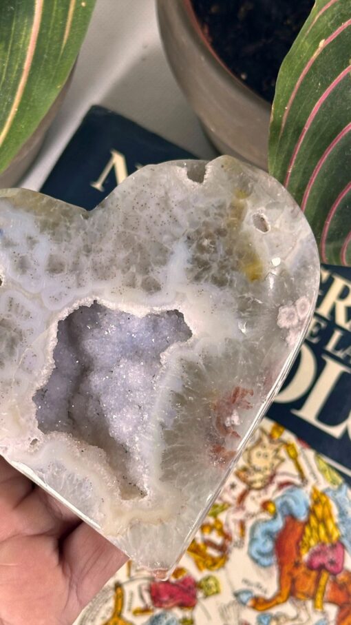 Corazón de Ágata con cavidad de Amatista Rosa - Imagen 3